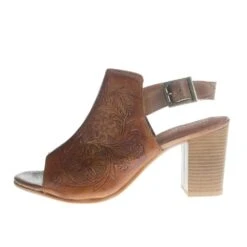 Roper Footwear Women's Tan Floral Tooled Leather Heel -Outlet Cowgirl Looks Store 09 021 0946 1276 2