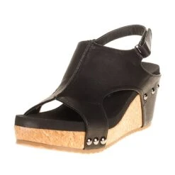 Corkys Footwear Women's Black Wedge Sandal