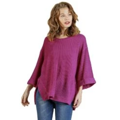 Umgee Womens Raspberry Waffle Knit Top