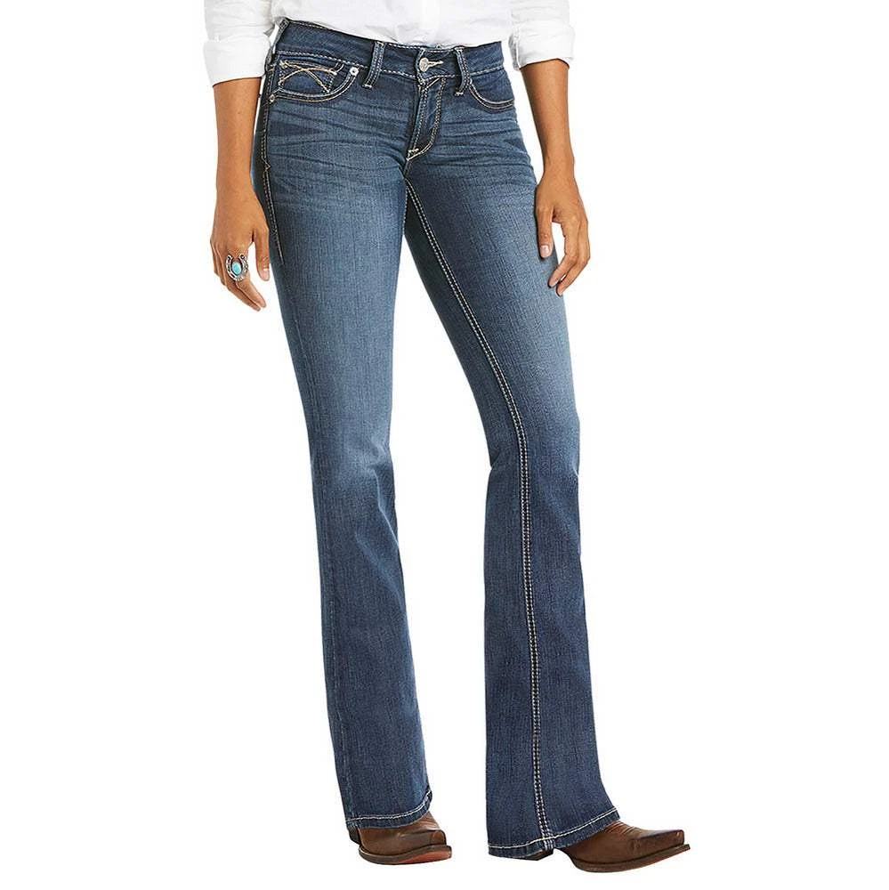 Ariat Women's R.E.A.L. Mid Rise Stretch Tulip Boot Cut Jean 1 Ariat Women's R.E.A.L. Mid Rise Stretch Tulip Boot Cut Jean