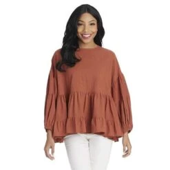 Mud Pie Women's Goldie Flounce Top