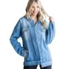 Jodifl Women's Studded Collar Denim Jacket