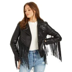 Dear John Denim Inc Women's Talin Black Fringe Jacket