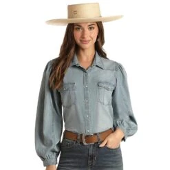 Panhandle Women's Denim Dolman Sleeve Snap Shirt