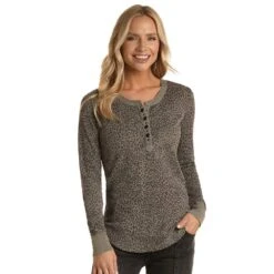 Panhandle Women's Rock & Roll Thermal Cheetah Snap Up Shirt