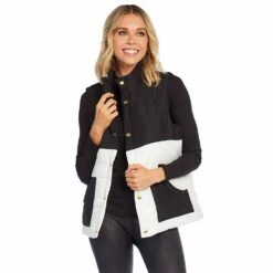 Mud Pie Women's Black Gage Color-Block Vest