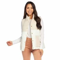 Mud Pie Women's Cream Gage Color-Block Vest