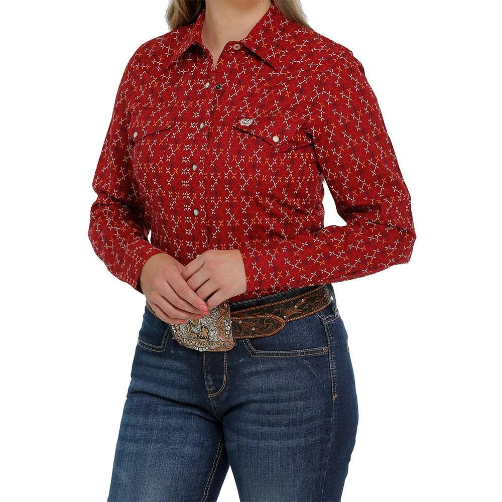 Cinch Women's Red Printed Snap Shirt 1 Cinch Women's Red Printed Snap Shirt