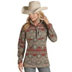 Panhandle Women's Powder River Southwest Printed Fleece Pullover