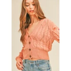 Lush Clothing Women's Ruffle Shoulder Sweater Cardigan