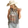 Rock & Roll Denim N Womens Graphic Tank With Fringe