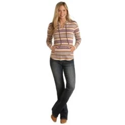 Panhandle Womens Mauve Serape Long Sleeve Print Hoodie