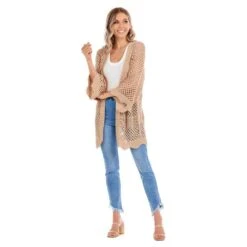 Mud Pie Womens Nella Tan Cardigan