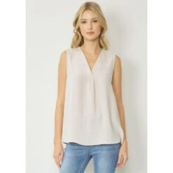 Entro Womens Oatmeal Sleeveless Top
