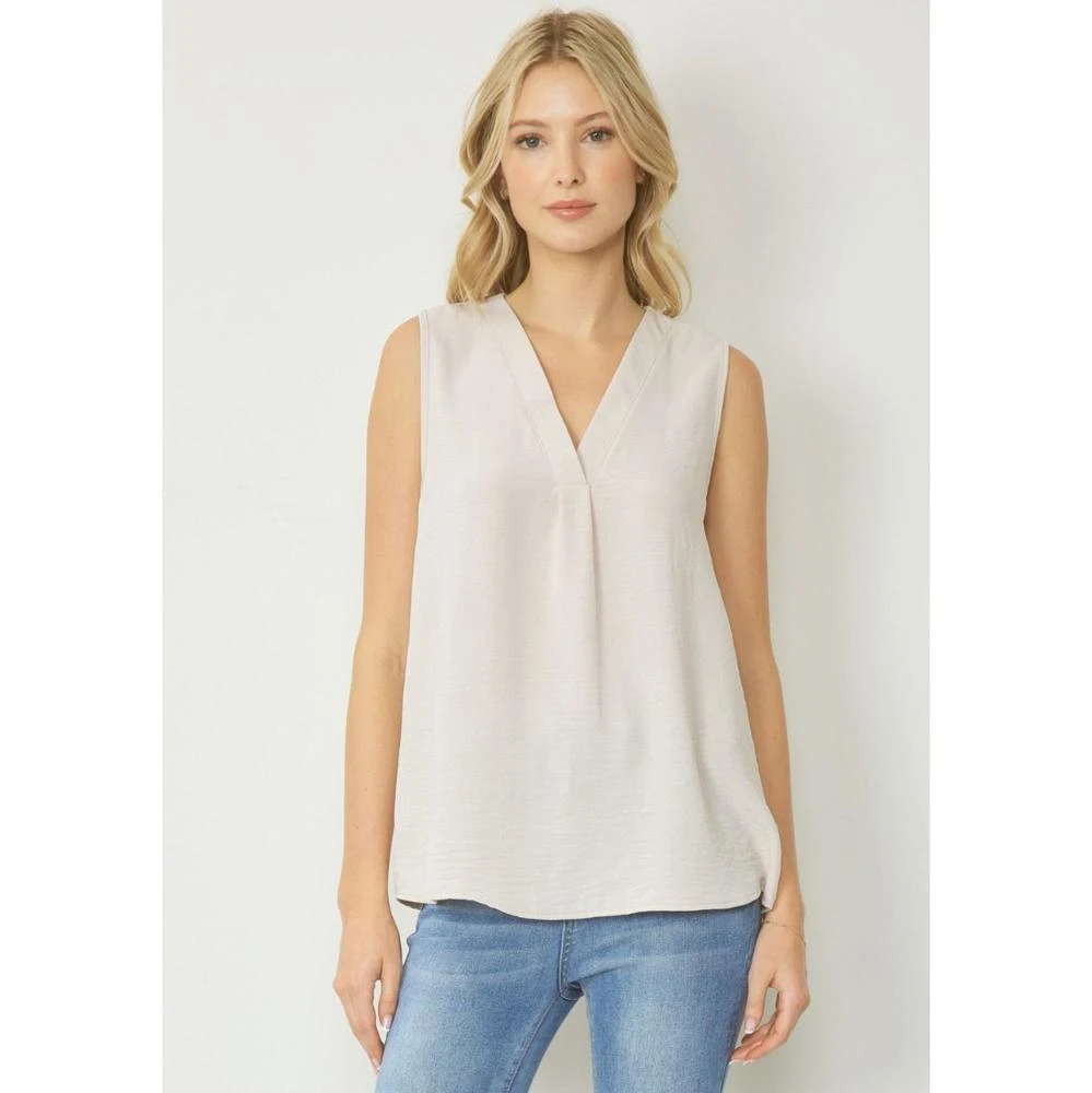 Entro Womens Oatmeal Sleeveless Top 1 Entro Womens Oatmeal Sleeveless Top