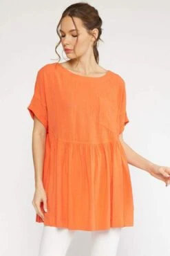 Entro Womens Orange One Pocket Top