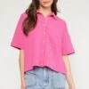 Entro Womens Pink Waffle Top