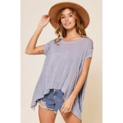Ces Femme Women's Denim Blue Boxy Top