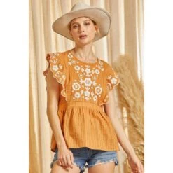 Andrée Andree By Unit Womens Marigold Embroidered Top