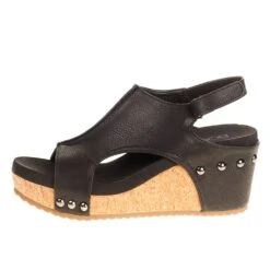 Corkys Footwear Women's Black Wedge Sandal -Outlet Cowgirl Looks Store 30 5316 BLACK 2
