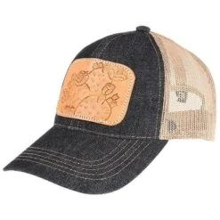 Ladies Tooled Leather Cactus Cap