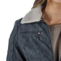 Montanaco Women's Faux Leather Grey Jacket -Outlet Cowgirl Looks Store BF19278 GRY 03