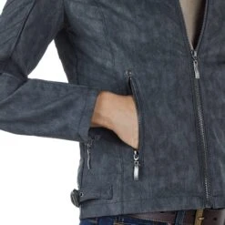 Montanaco Women's Faux Leather Grey Jacket -Outlet Cowgirl Looks Store BF19278 GRY 04