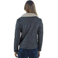 Montanaco Women's Faux Leather Grey Jacket -Outlet Cowgirl Looks Store BF19278 GRY 05