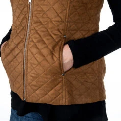 True Blue Womens Curium Suede Quilted Vest -Outlet Cowgirl Looks Store HM03COG 2