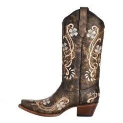 Circle G Womens Black Multi Color Floral 13 Snip Toe Boot -Outlet Cowgirl Looks Store L5175 3