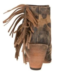Liberty Black Chita Miel Tan Open Toe With Fringe Booties -Outlet Cowgirl Looks Store LB 712807CHEETAH 3