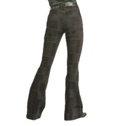 Rock & Roll Denim Black Patched High Rise Flares -Outlet Cowgirl Looks Store RRWD6HRZQD 1