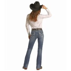 Rock & Roll Denim Women's Mid Rise Bootcut Riding Jeans -Outlet Cowgirl Looks Store W7 2709 3