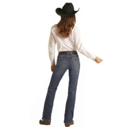 Rock & Roll Denim Women's Dark Vintage Wash Riding Jean -Outlet Cowgirl Looks Store W7 2713 3