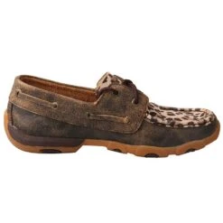 Twisted X Women's Distressed Leopard Bomber Boat Shoes -Outlet Cowgirl Looks Store WDM0057 4