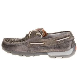 Twisted X Womens Grey Boat Shoe Driving Moc -Outlet Cowgirl Looks Store WDM0130 2