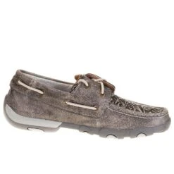 Twisted X Womens Grey Boat Shoe Driving Moc -Outlet Cowgirl Looks Store WDM0130 4